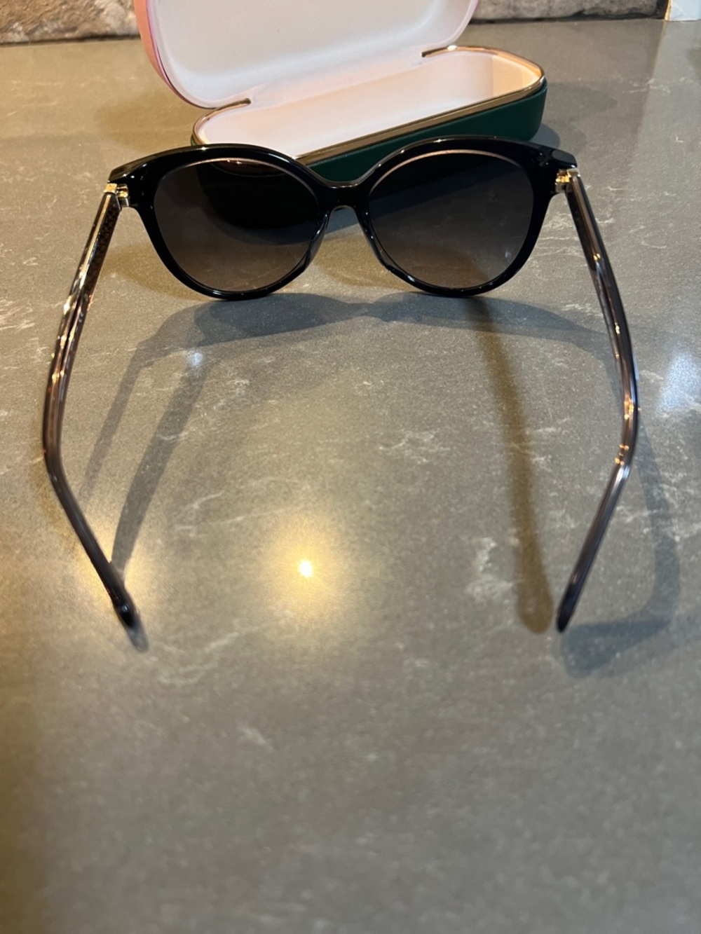 Kate Spade Kingsley Black Cat-Eye Sunglasses with Pink Case and Cloth - Picture 3 of 8